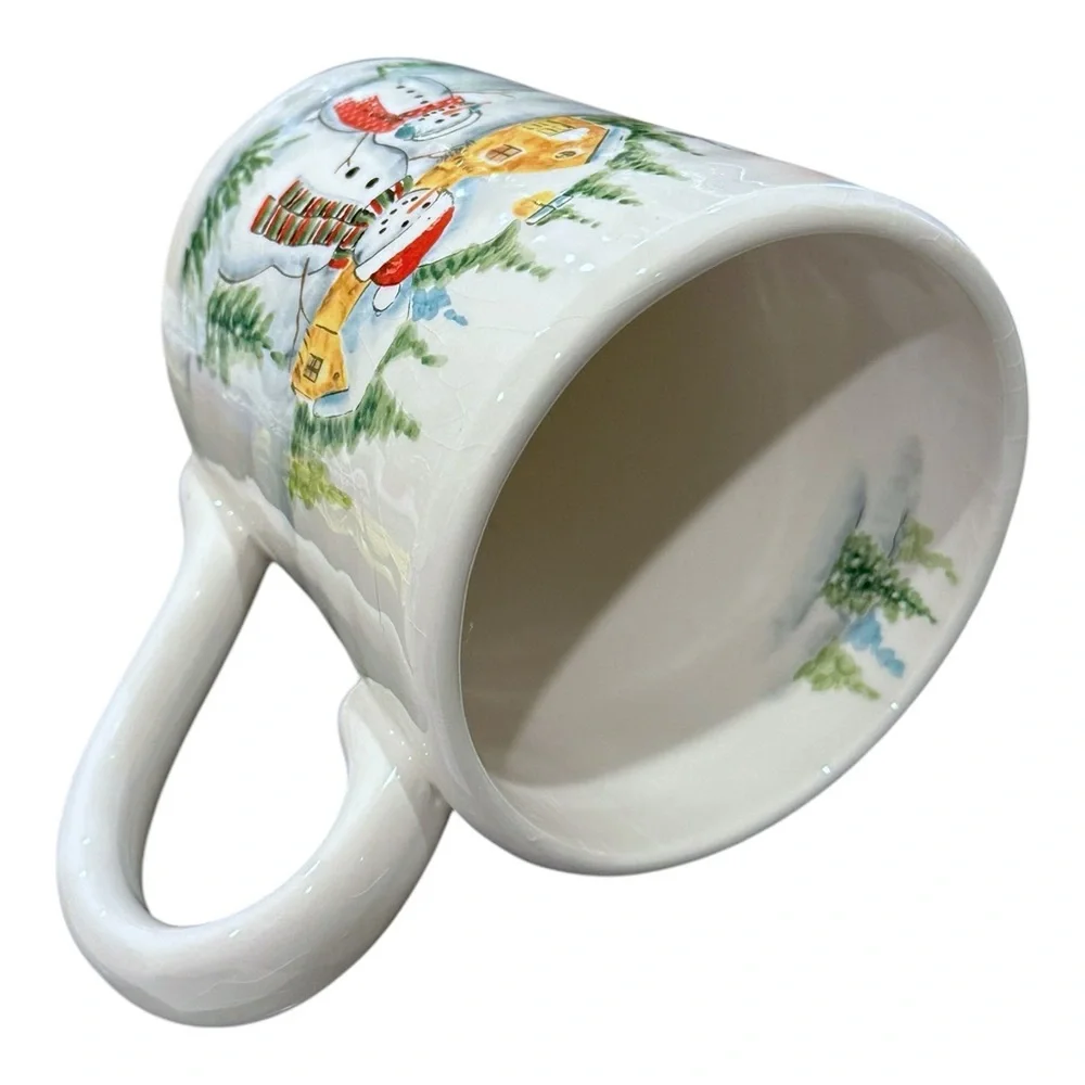 Vintage Extra-large 20 fl. oz. Maxcera Snowmen at Snowy Village Cabin Scene Mug - Picture 8 of 13